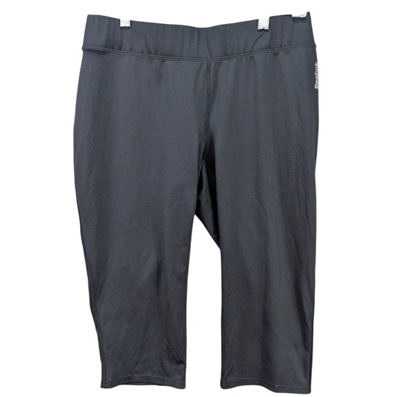 Reebok Play Dry Capris Womens Cropped Workout Pants Black Exercise Yoga Size  XL - Picture 1 of 10